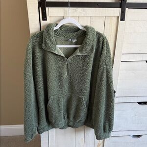 Divided Green Zip Up Sherpa Jacket